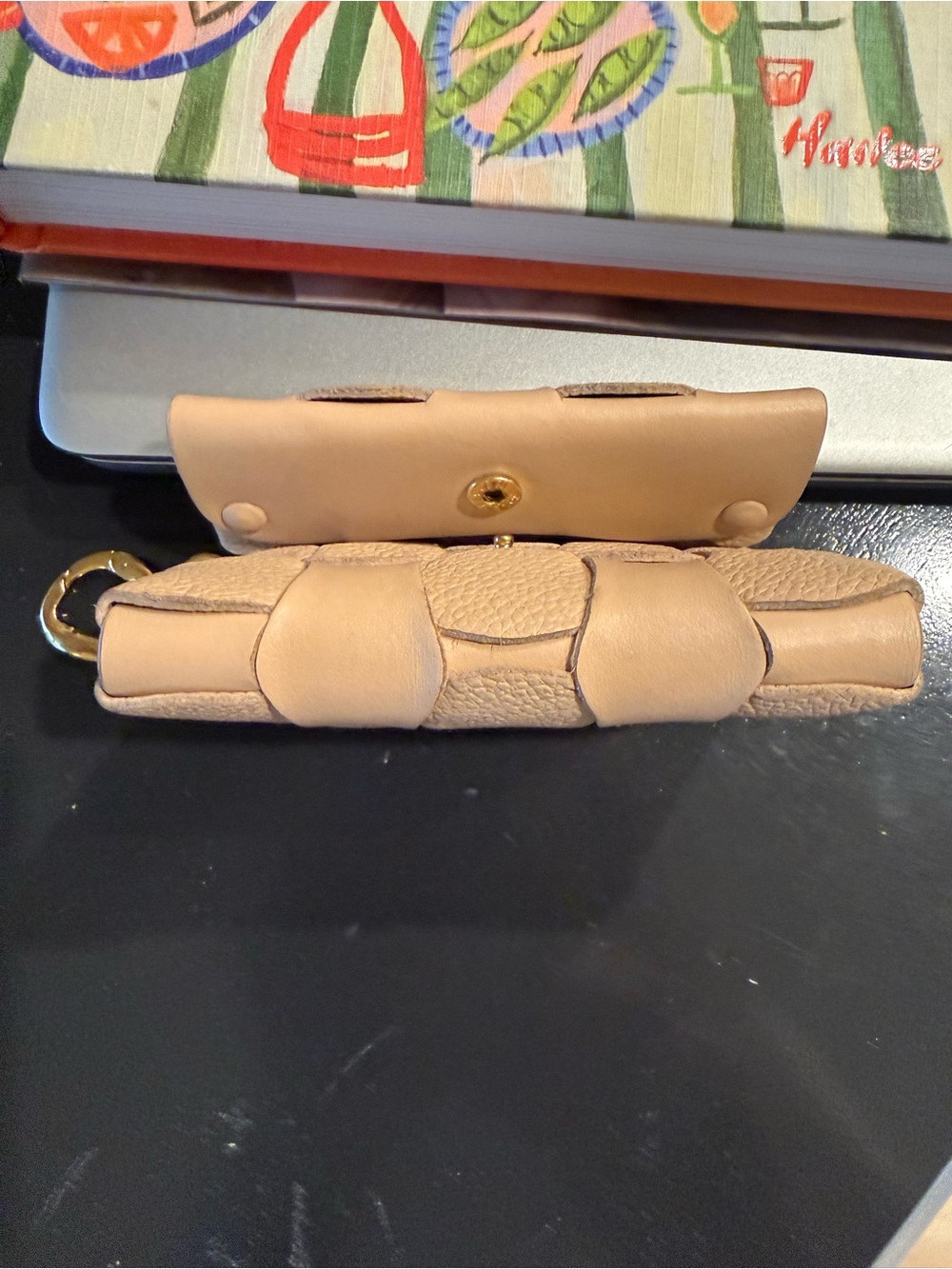 Polene Beige Woven Leather Key & Card Holder - Picture 4 of 9